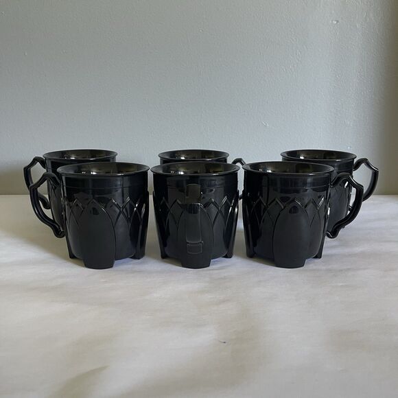 Set Of 6 Fenwick By Dinex Carlisle Black Insulated Coffee Mug Cups 8 Ounces - Picture 2 of 4